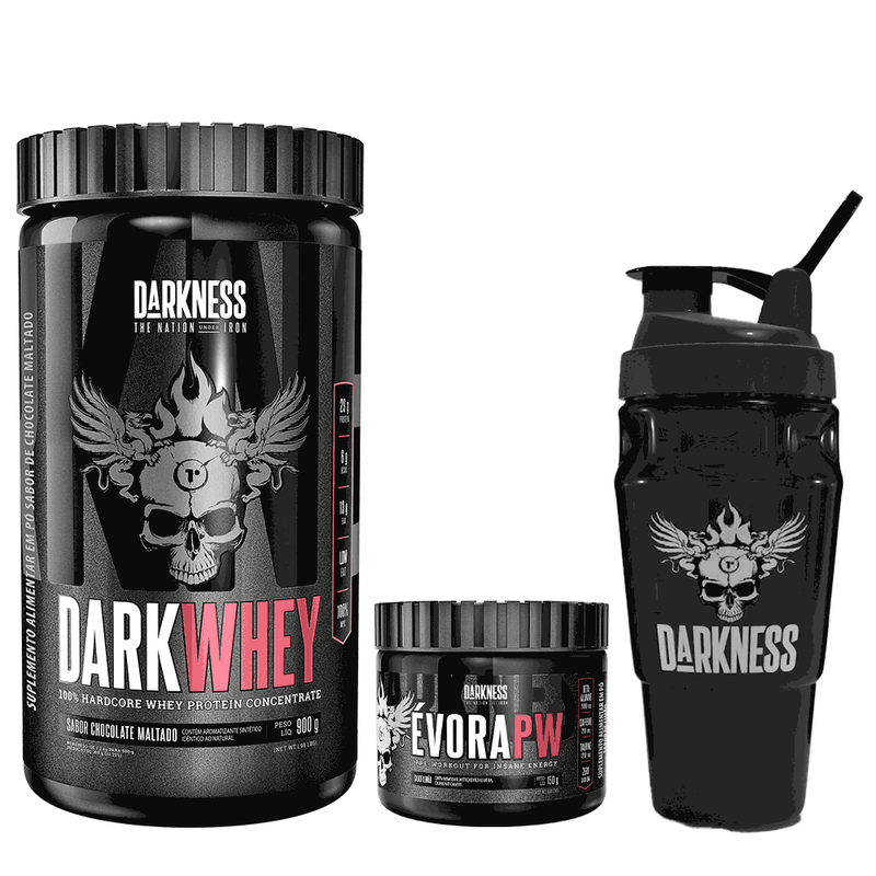 Dark-Whey-900g-Chocolate-maltado---Evora-Pw-Limao-150g---Coqueteleira-Darkness-1L