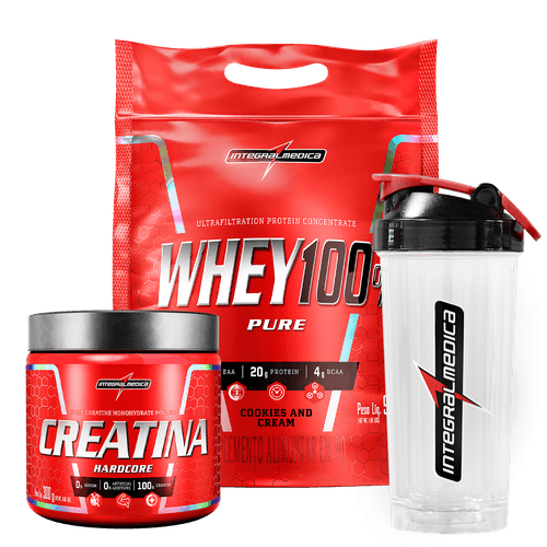 Promopack Whey Cookies and Cream 900g + Creatina 300g + Coqueteleira