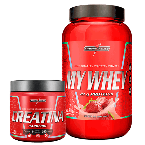 Promopack My Whey Morango 900g + Creatina 100% Pura 300g