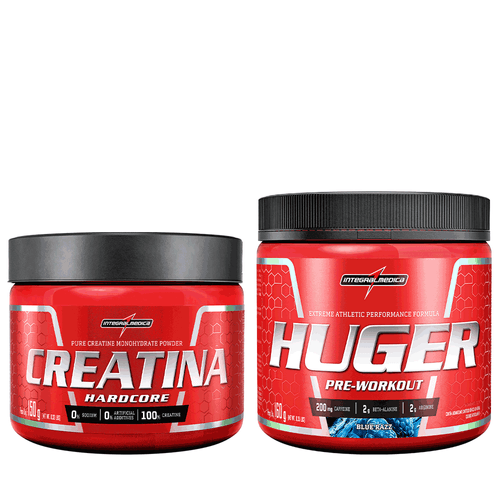 Promopack Creatina Hardcore 150g + Huger Pré-Treino Blue Razz 160g