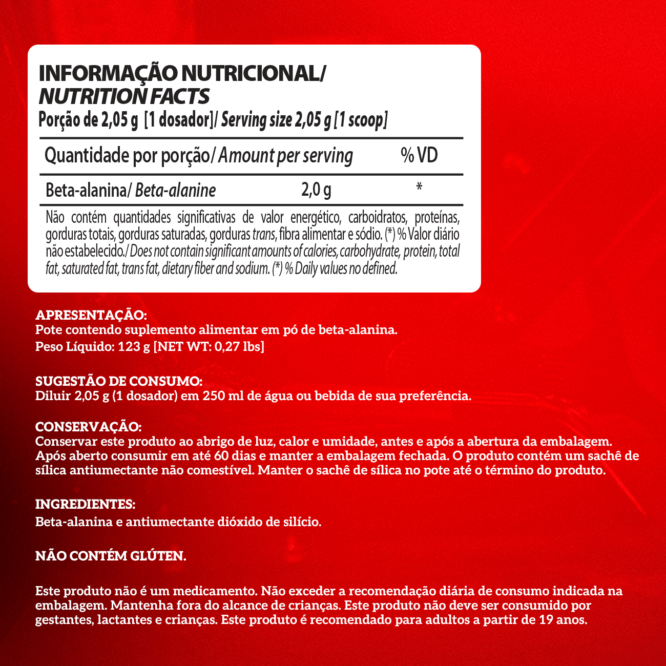 Beta Alanina em Pó 123g 2