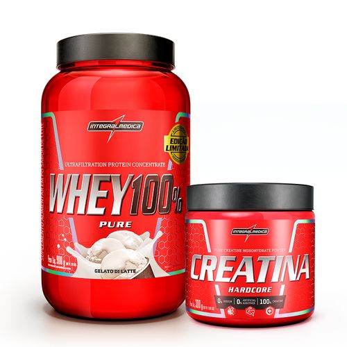 Pack Whey 100% 900g Pote Gelato + Creatina 300g